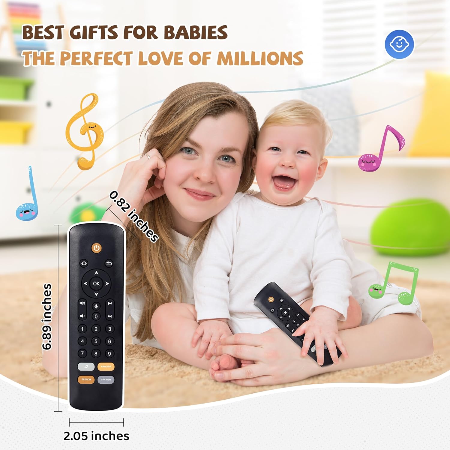 KIRALUMI Baby TV Remote Toy with Lights and Sounds