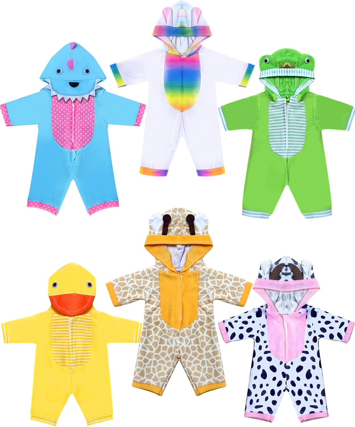 12 Inch Baby Doll Clothes 6 Sets Animal Themed