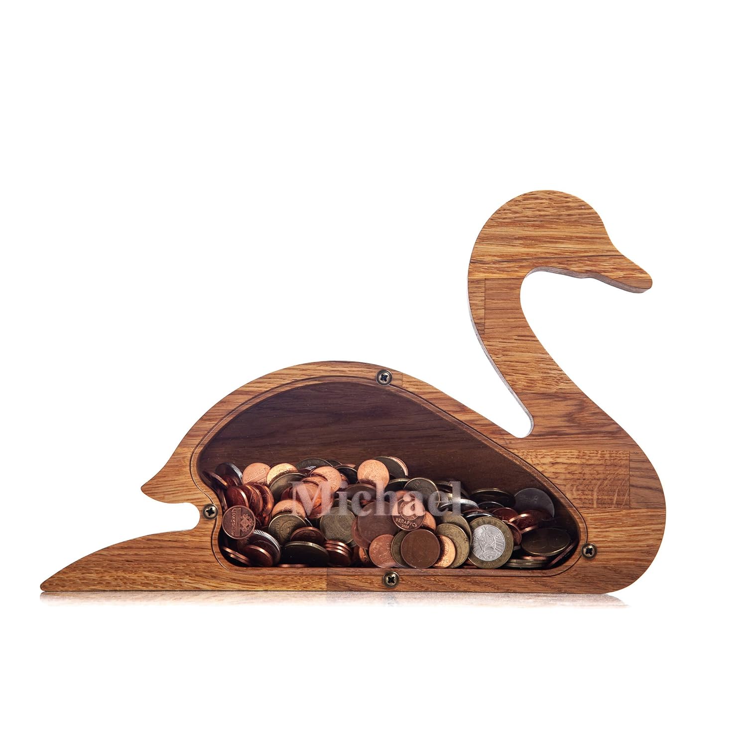 Wood Piggy Bank Swan - Montessori Wooden Gift for Kids