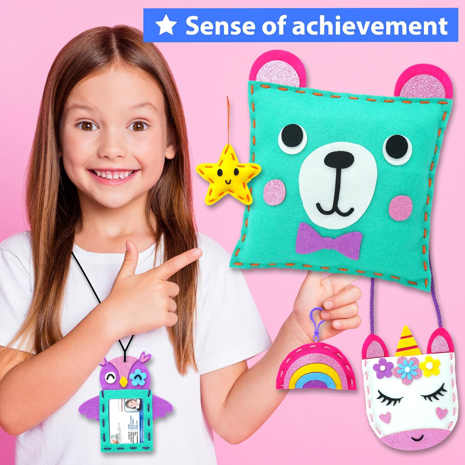 KRAFUN First Sewing Kit for Kids 7 Easy DIY Projects