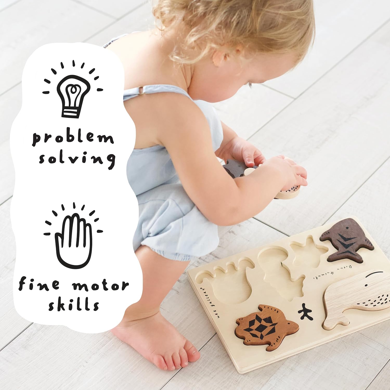 Wee Gallery Bugs Wooden Puzzle Tray for Kids Age 2-4