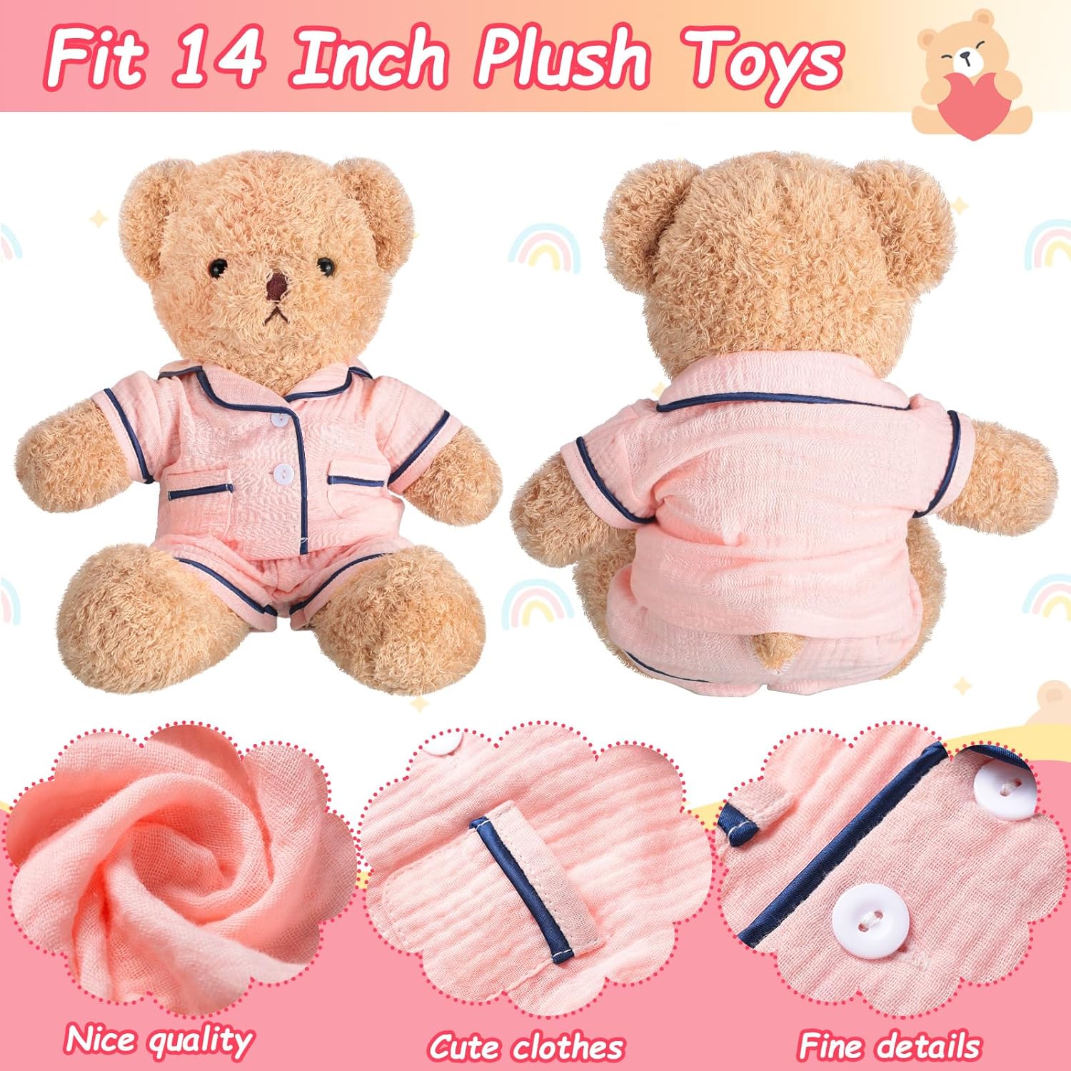 Hungdao Bear Pajamas Clothes for 14 Inches Stuffed Animals