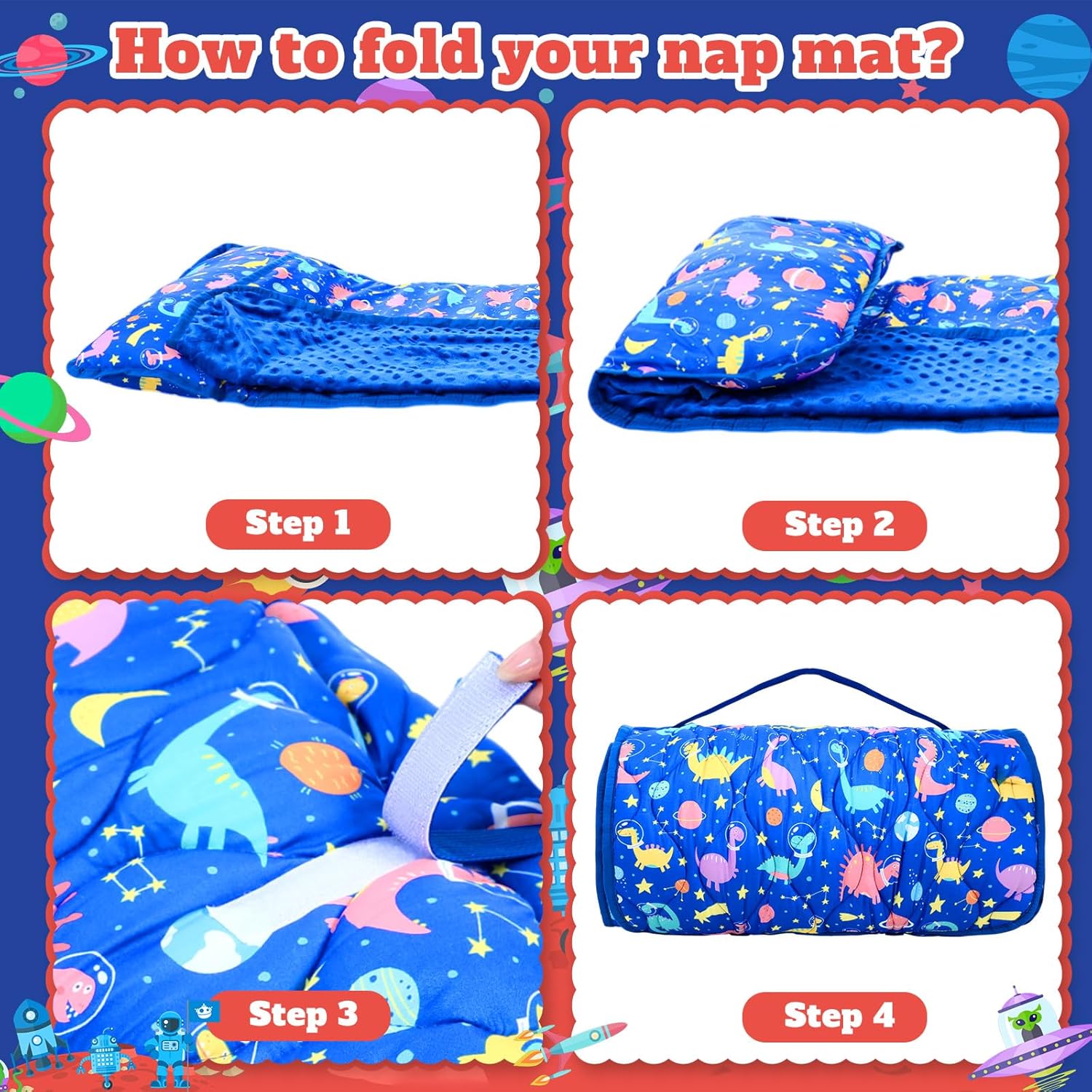 Oudain Nap Mat with Removable Pillow and Blanket for Toddlers