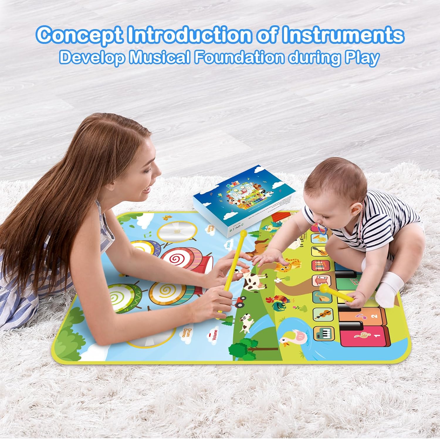 Foki 3-in-1 Musical Mat for Kids 1-5 Years 1