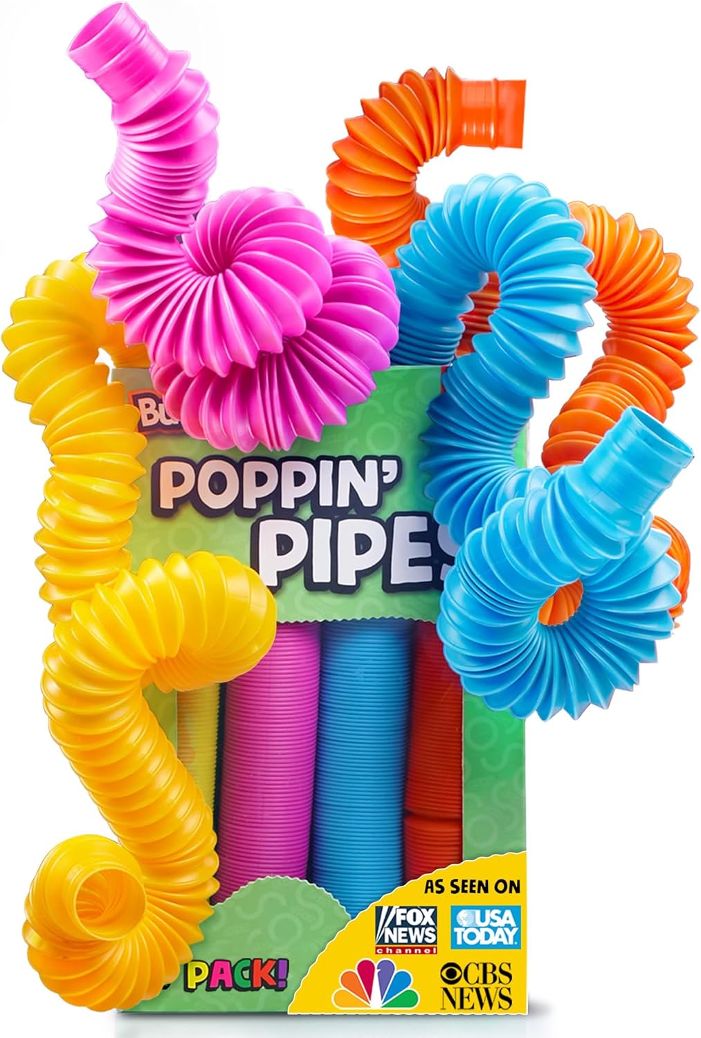 BUNMO Pop Tubes - 8 Pack Large for Ages 3