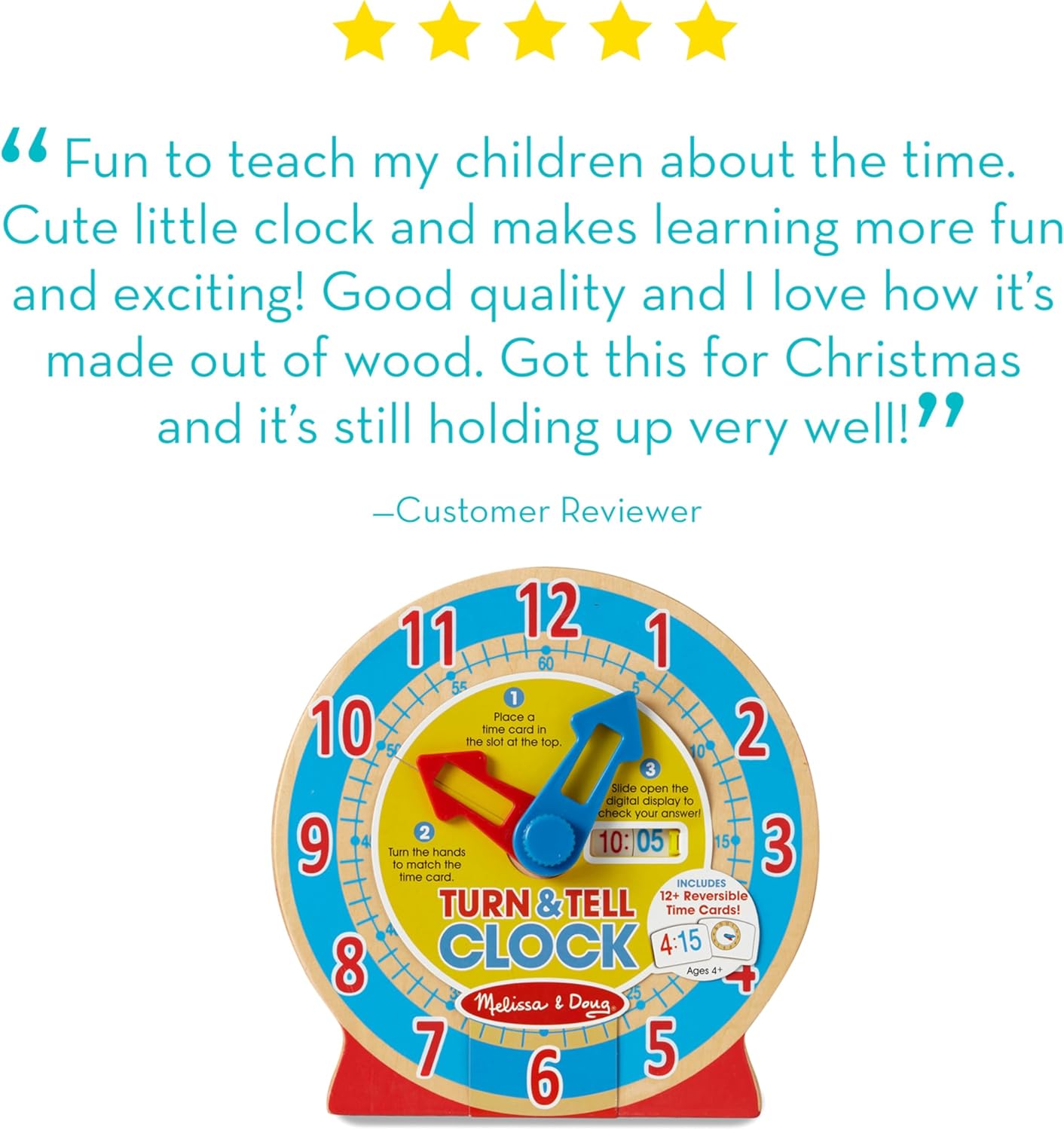 Melissa Doug Turn Tell Wooden Clock Red 1