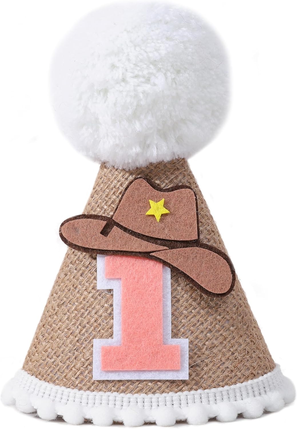 TERJIO Cowboy Cone First Birthday Hat - Western Party Prop 1