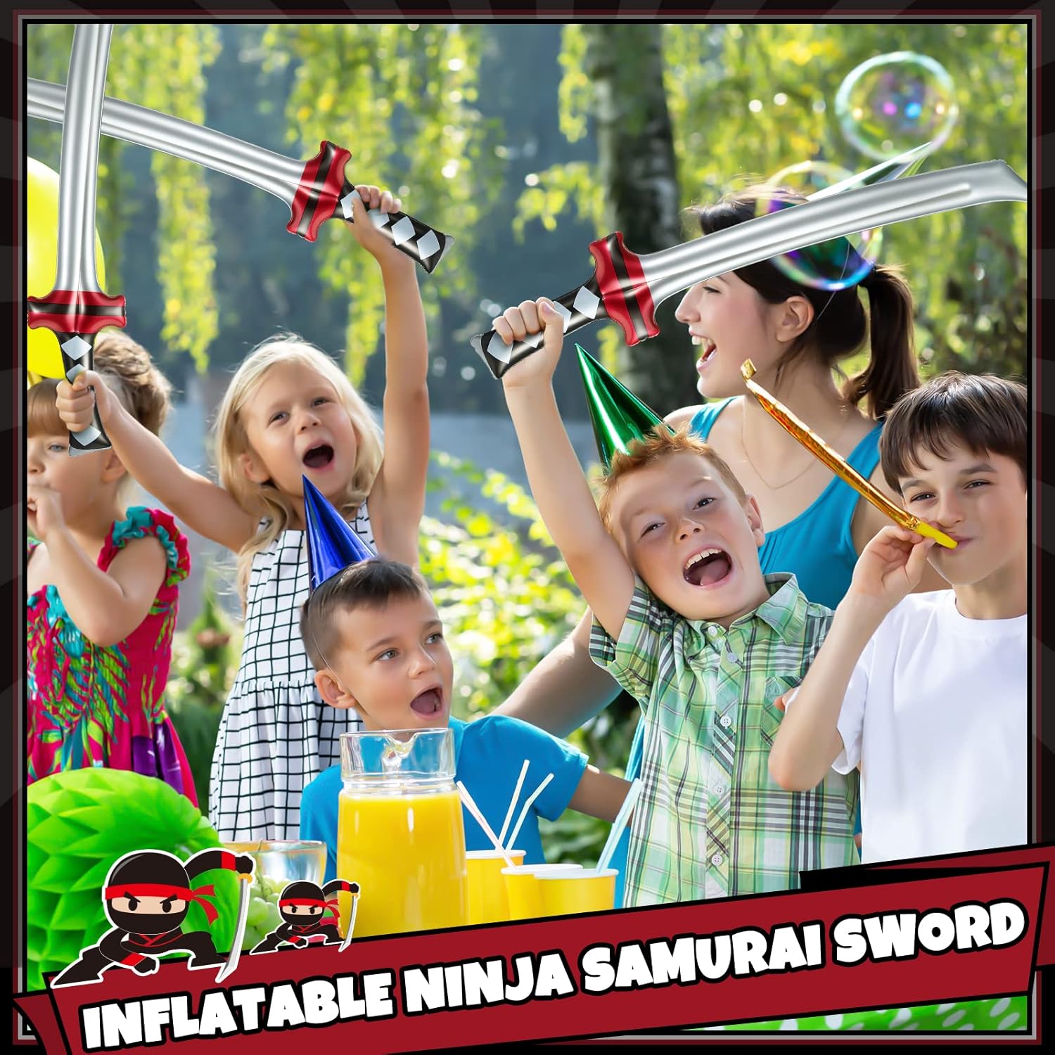 Deekin 24 Pcs Inflatable Ninja Samurai Sword Toy 1