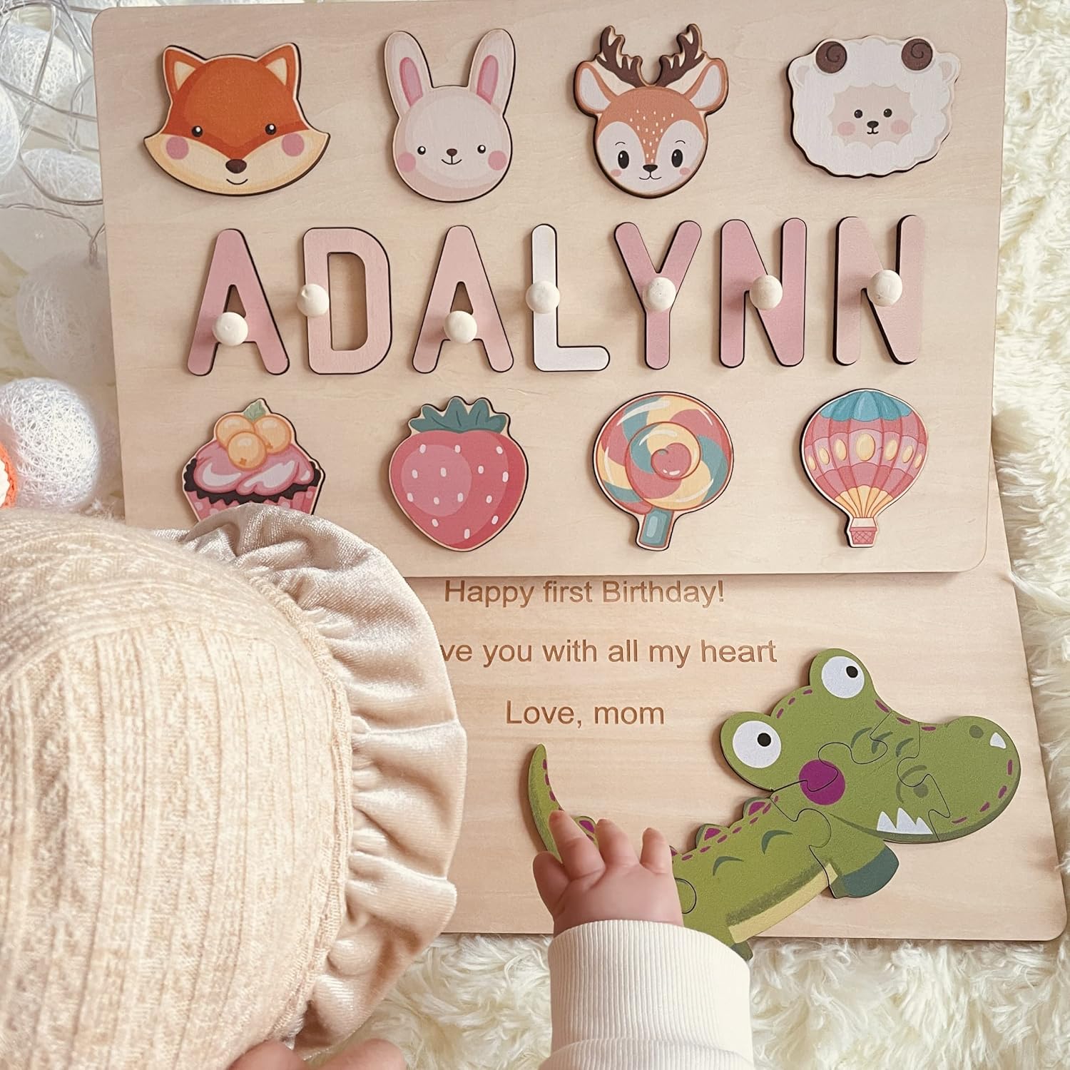 Personalized Name Puzzle for Kids Custom Baby Gift with Engraved Greetings