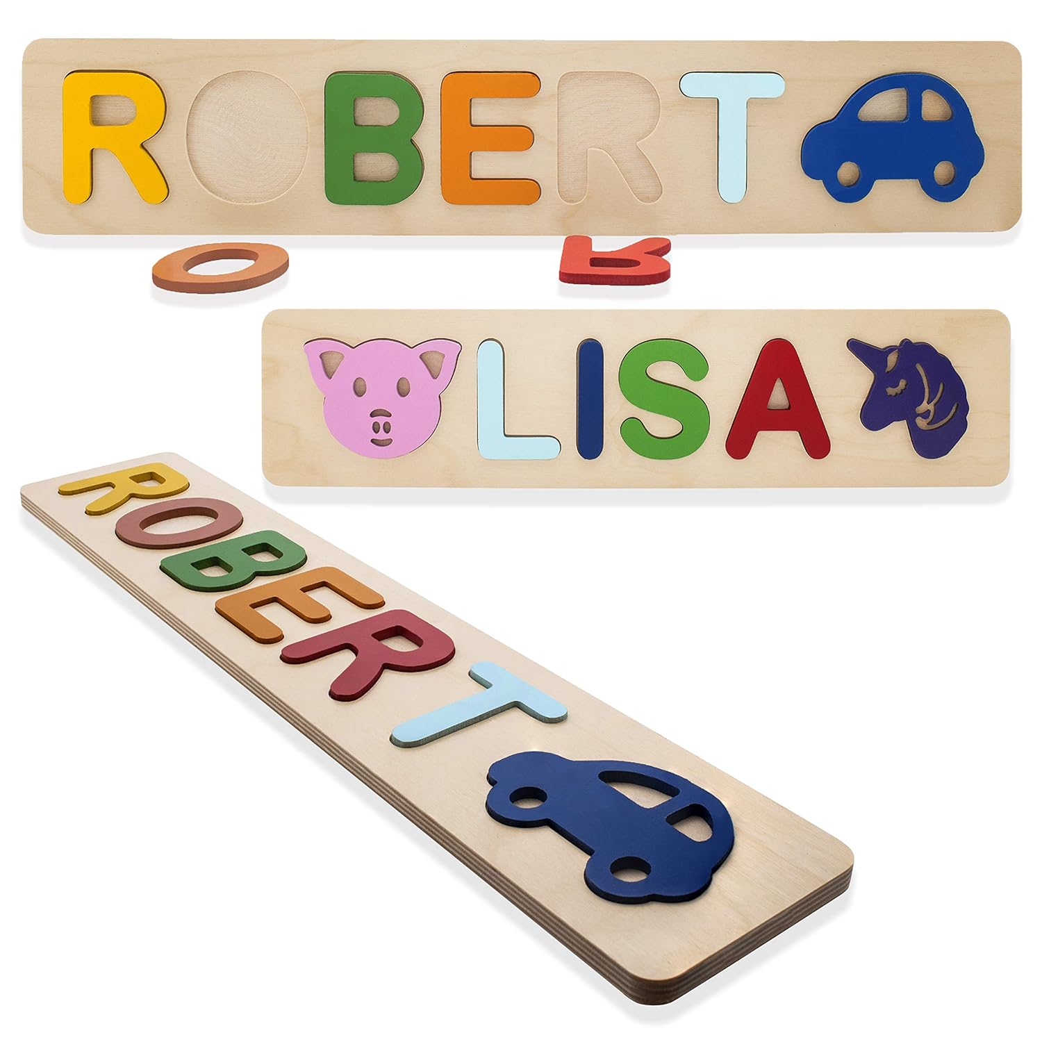 Personalized Wooden Name Puzzles for Toddlers 1-3 Years 1
