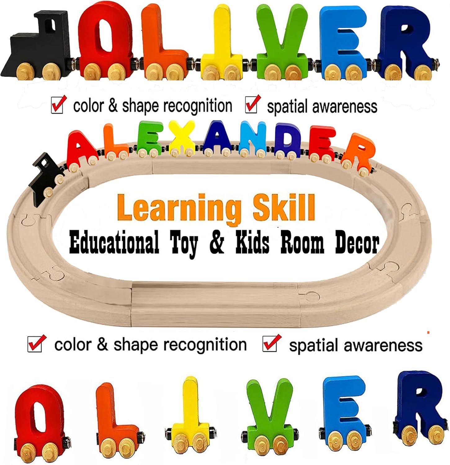 KIDZCO Name Puzzle Trains - Educational Toy for Kids 1-6 Years