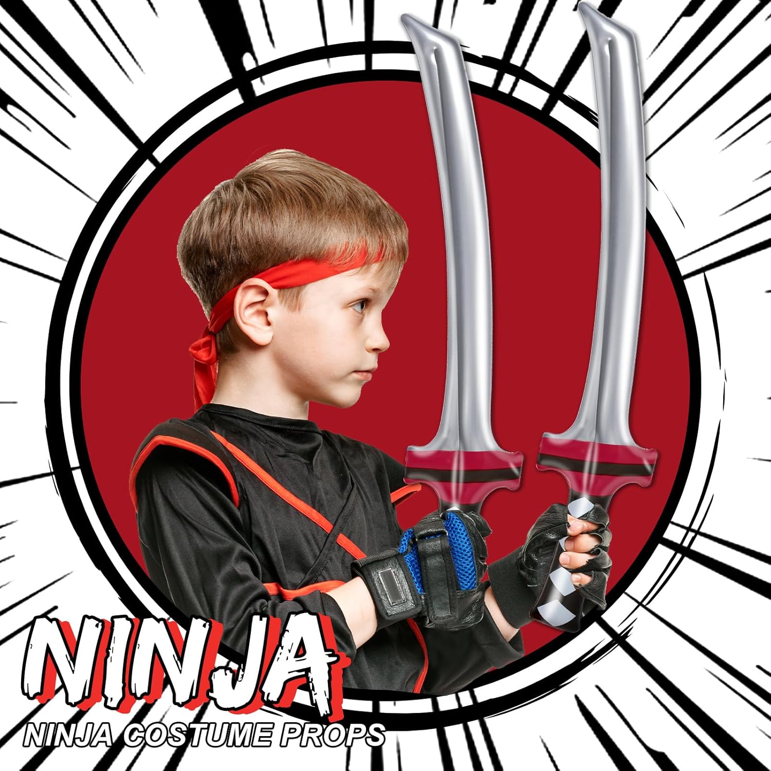Whaline Inflatable Ninja Samurai Sword Toy Set