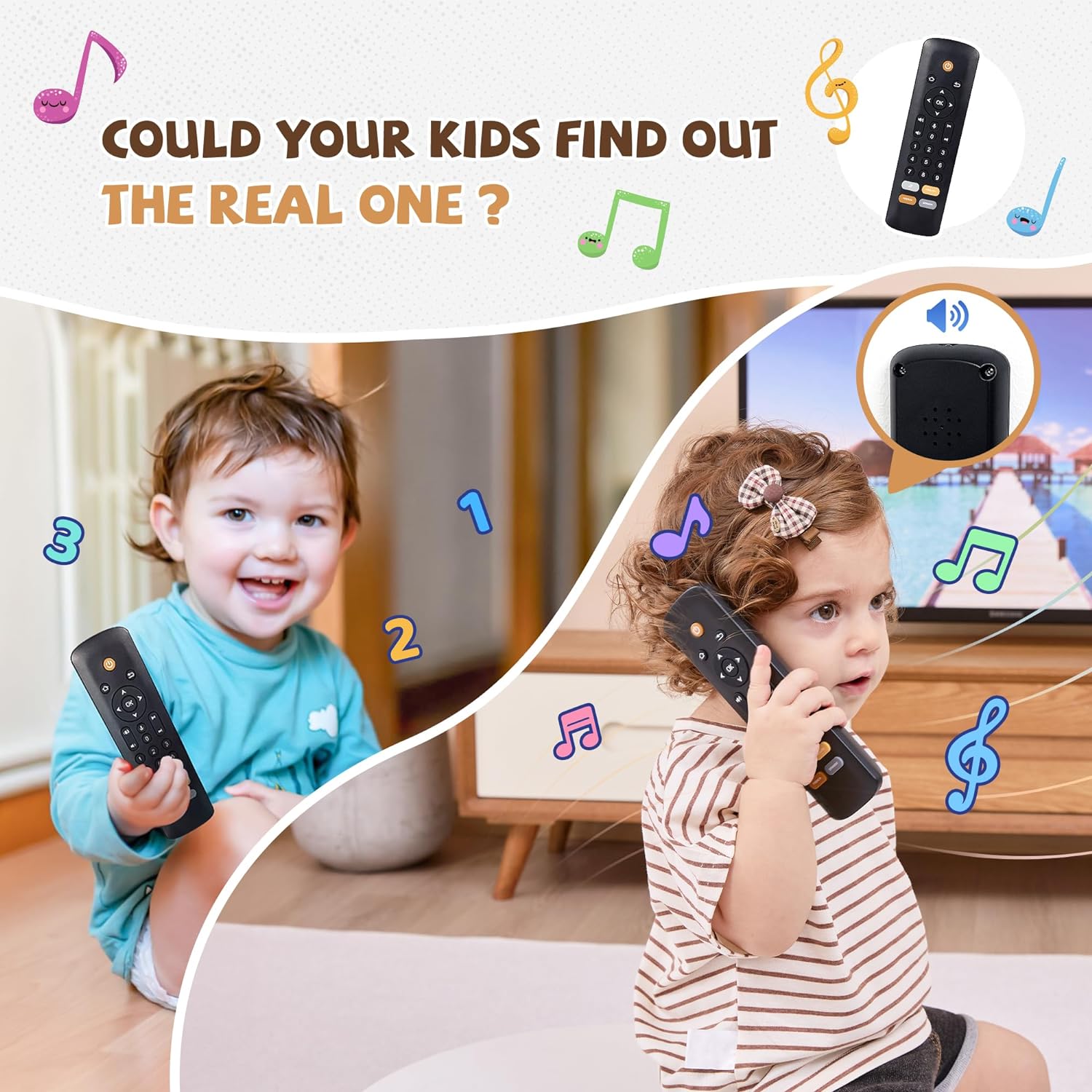 KIRALUMI Baby TV Remote Toy with Lights and Sounds