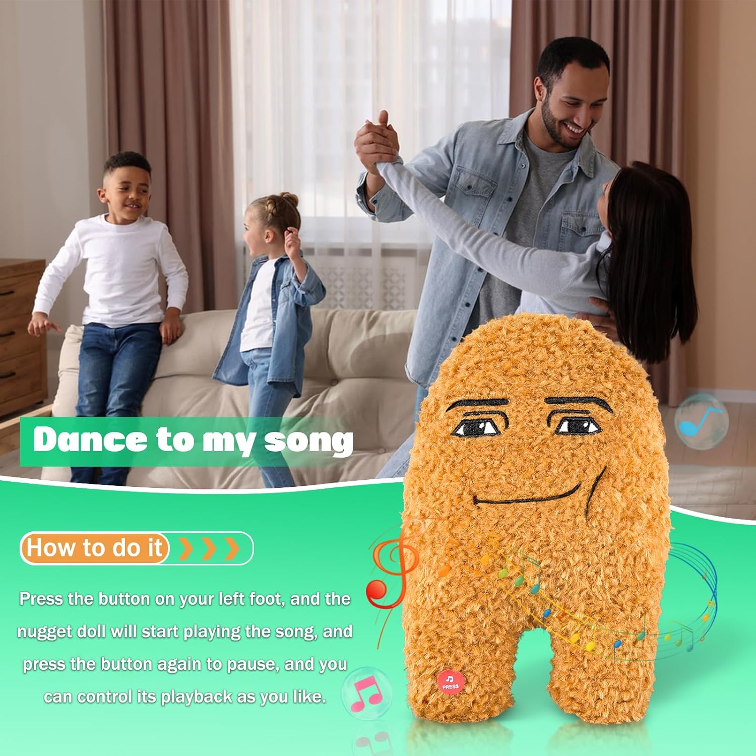 Gegagedigedagedago Plush Toy 157In Funny Chicken Nugget Singing Pliiow Stuffed Animal
