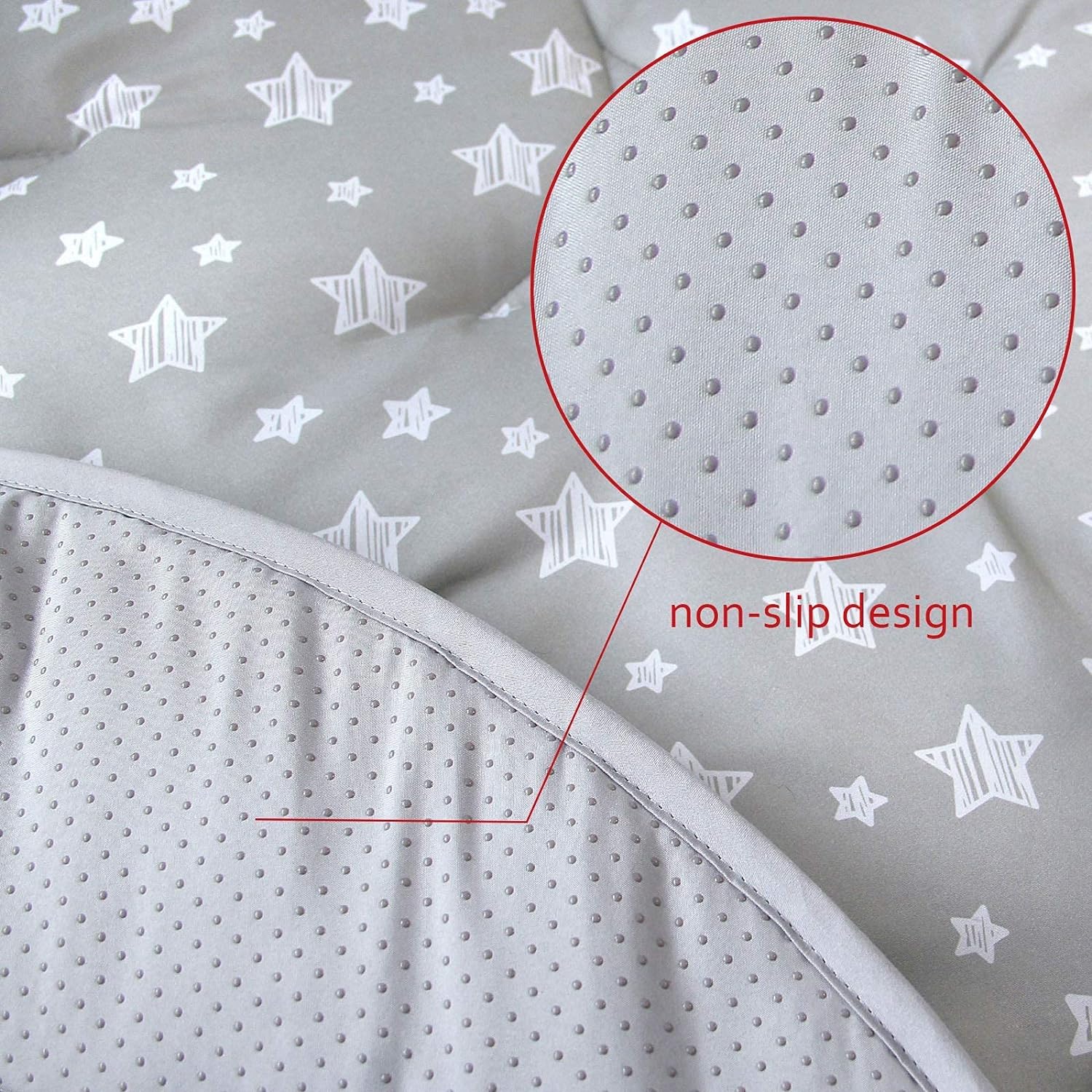 Moonsea Teepee Play Tent Mat 43x43 Quilted Square Pad with Non-Slip Backing
