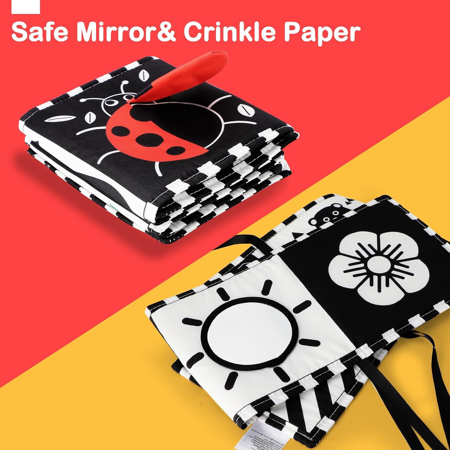 URMYWO High Contrast Baby Book with Mirror