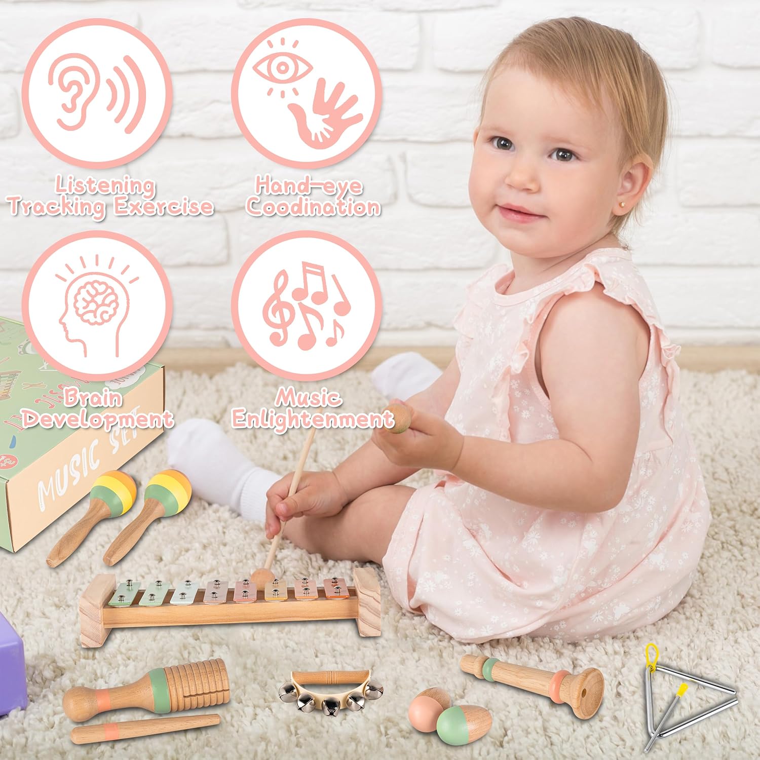 VINJOE Musical Instrument Set for Toddlers 1-3