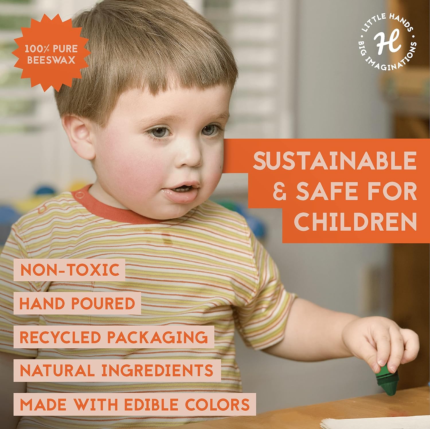 Hieno 100 Pure Beeswax Crayons - Natural Jumbo Sizes for Toddlers