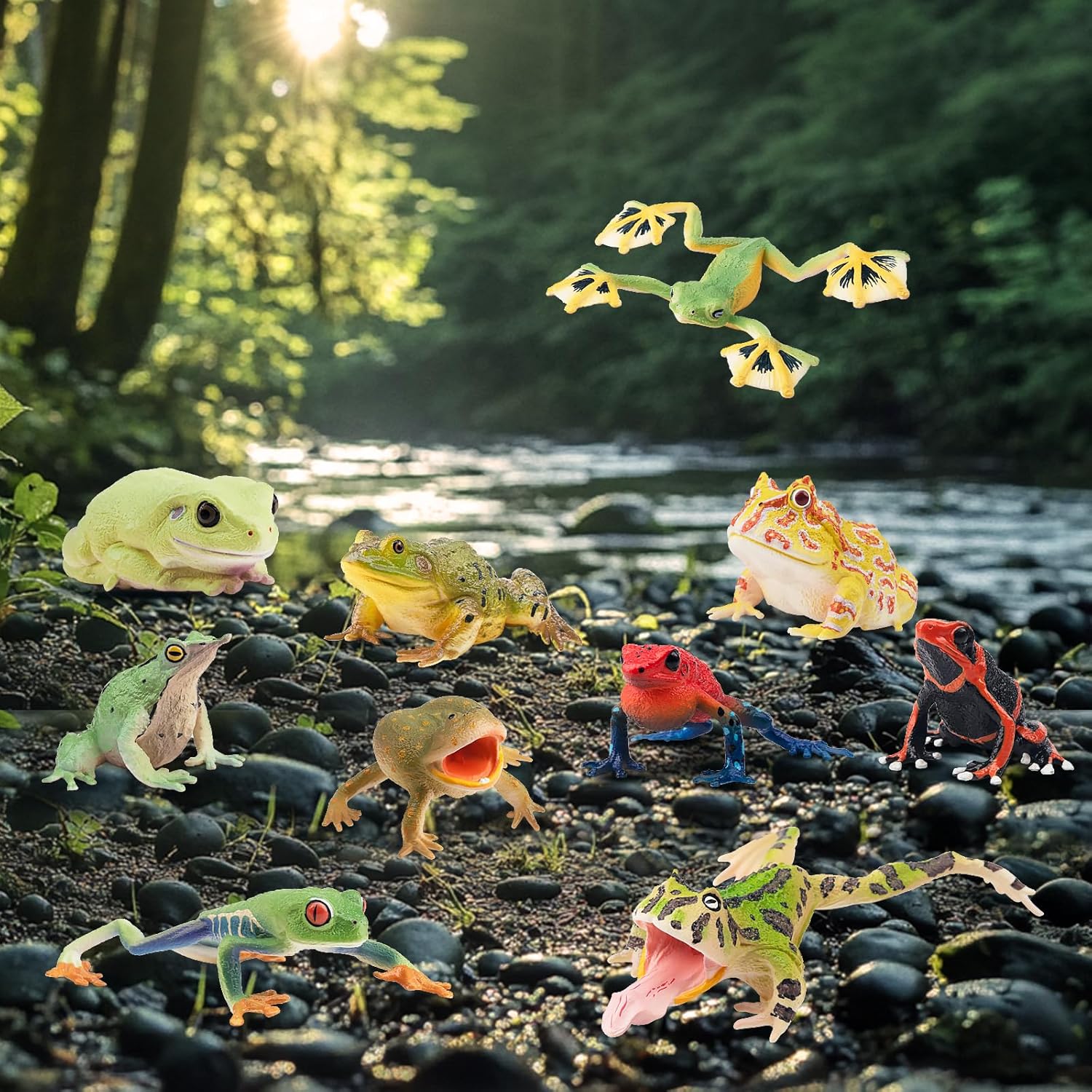 Toymany Frog Toy Figures 12PCS Realistic Playset