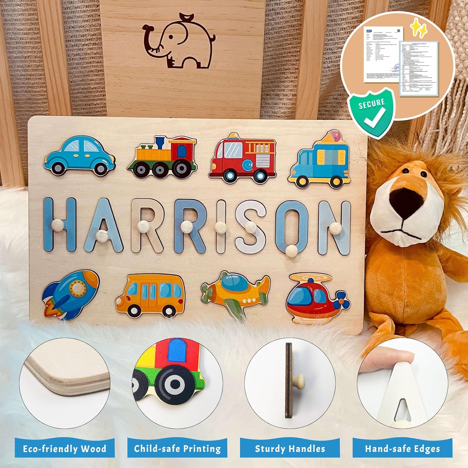Custom Wooden Name Puzzle for Kids - Montessori Toy