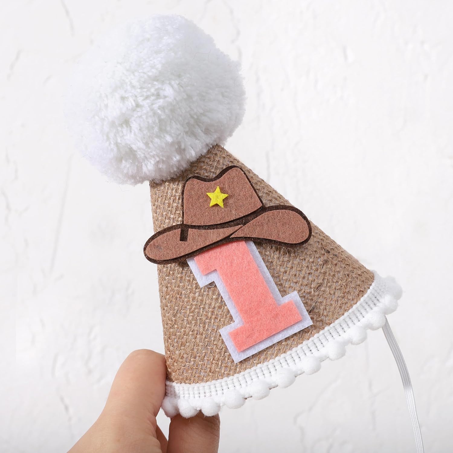 TERJIO Cowboy Cone First Birthday Hat - Western Party Prop 1