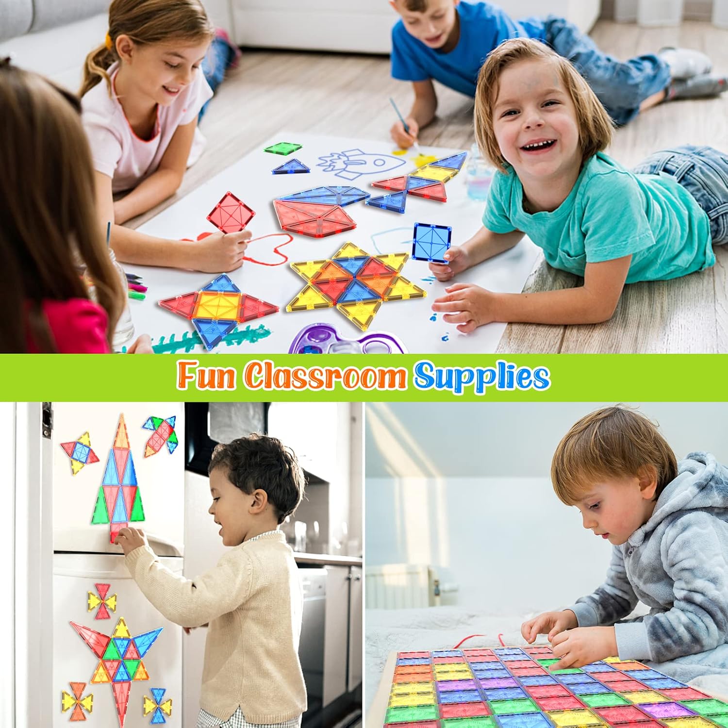 Coodoo Magnetic Tiles STEM Learning Toy for Kids 40PCS