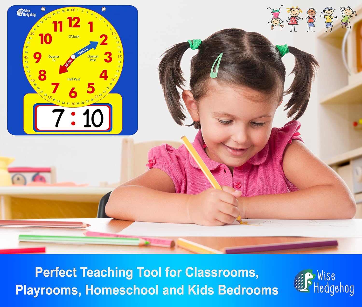 Large Magnetic Teaching Clock for Kids and Schools