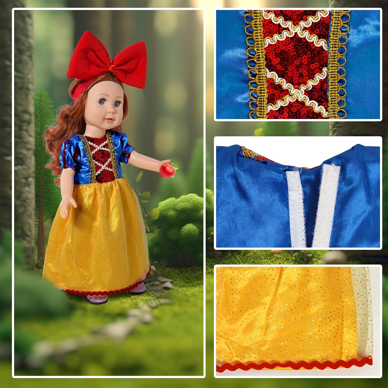 WONDOLL 18 Inch Princess Dress 6Pcs Costume Set