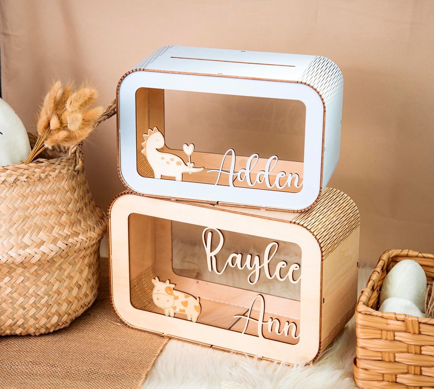 Kiuties Wooden Piggy Bank - Personalized Kids Savings Toy