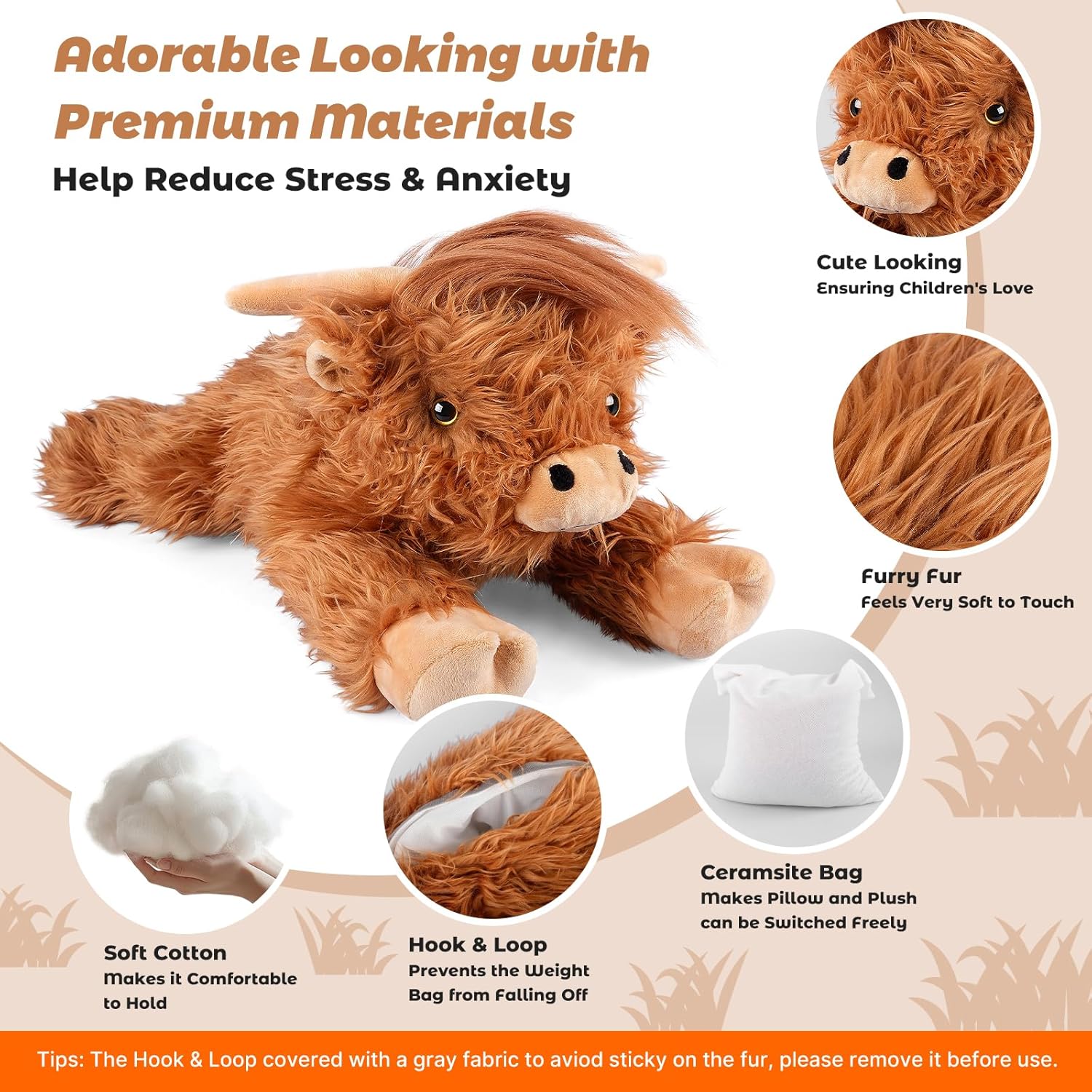 Bobbie Laxi 22 Highland Cow Weighted Plush Toy