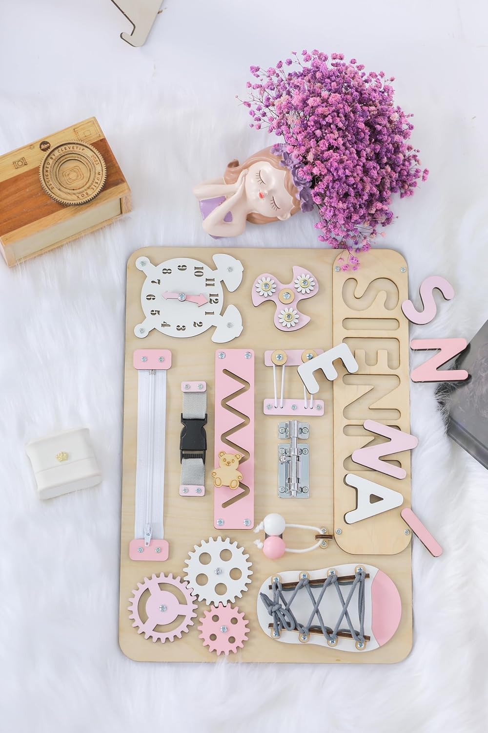 Custom Name Puzzle for Toddlers Wooden Busy Board
