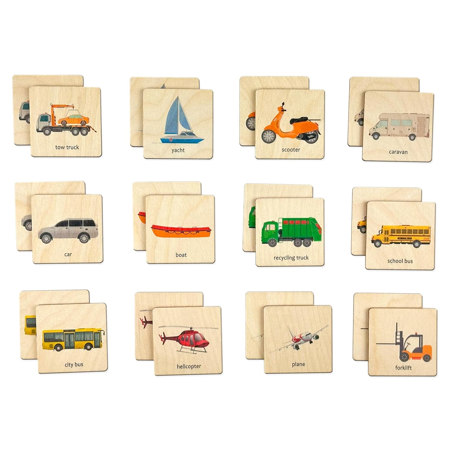 Montessori Wooden Transport Puzzle - Memory Game for Toddlers