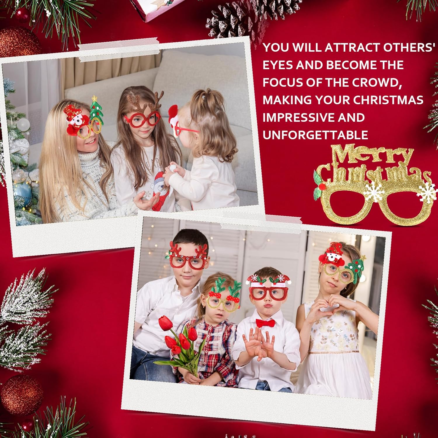 Kanayu 80 Pair Christmas Fun Glasses for Kids