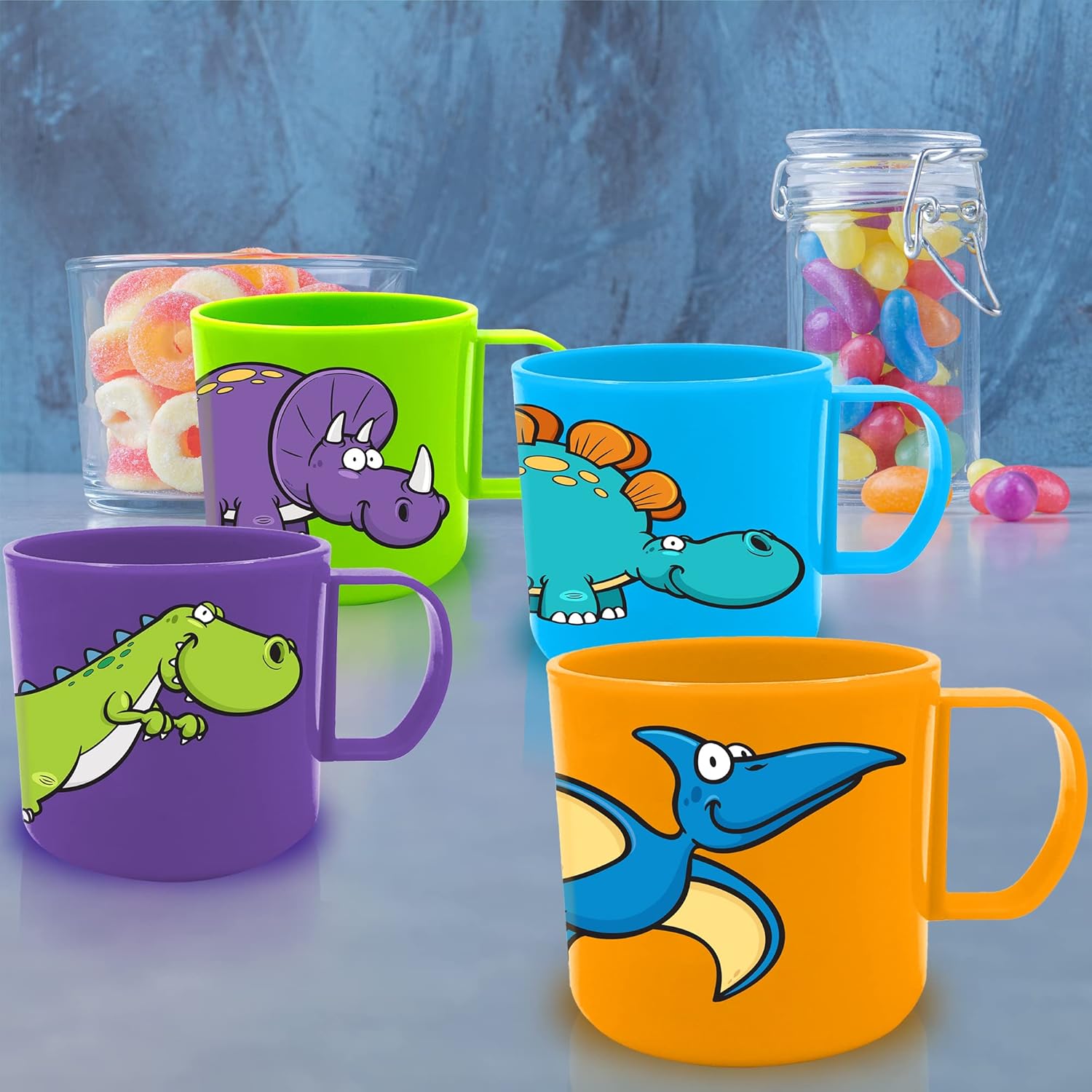 ArtCreativity Dinosaur Mugs Set of 4 3-Inch Kids Cups