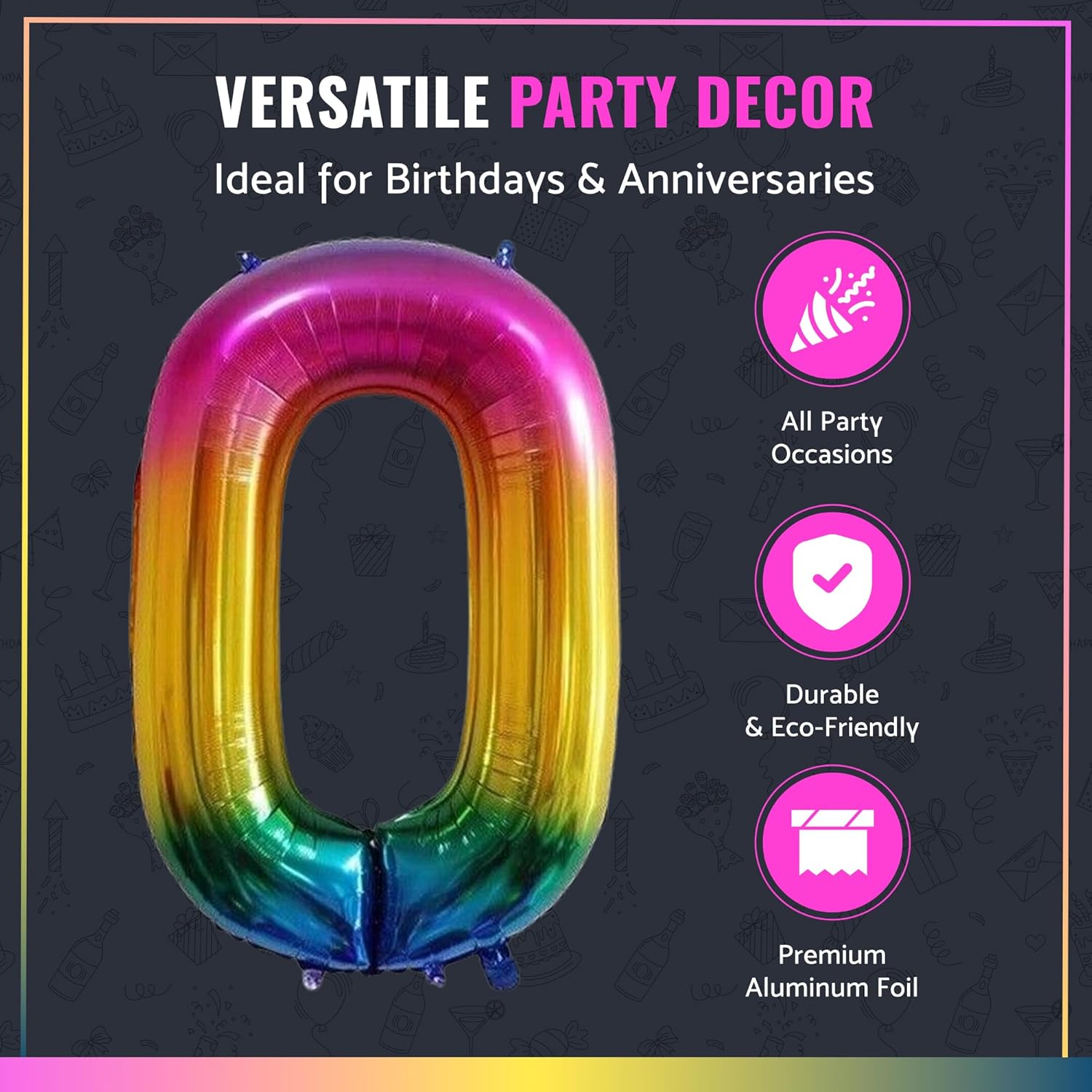 MARYSUN 70 Rainbow Number Foil Balloons for 70th Birthday Party