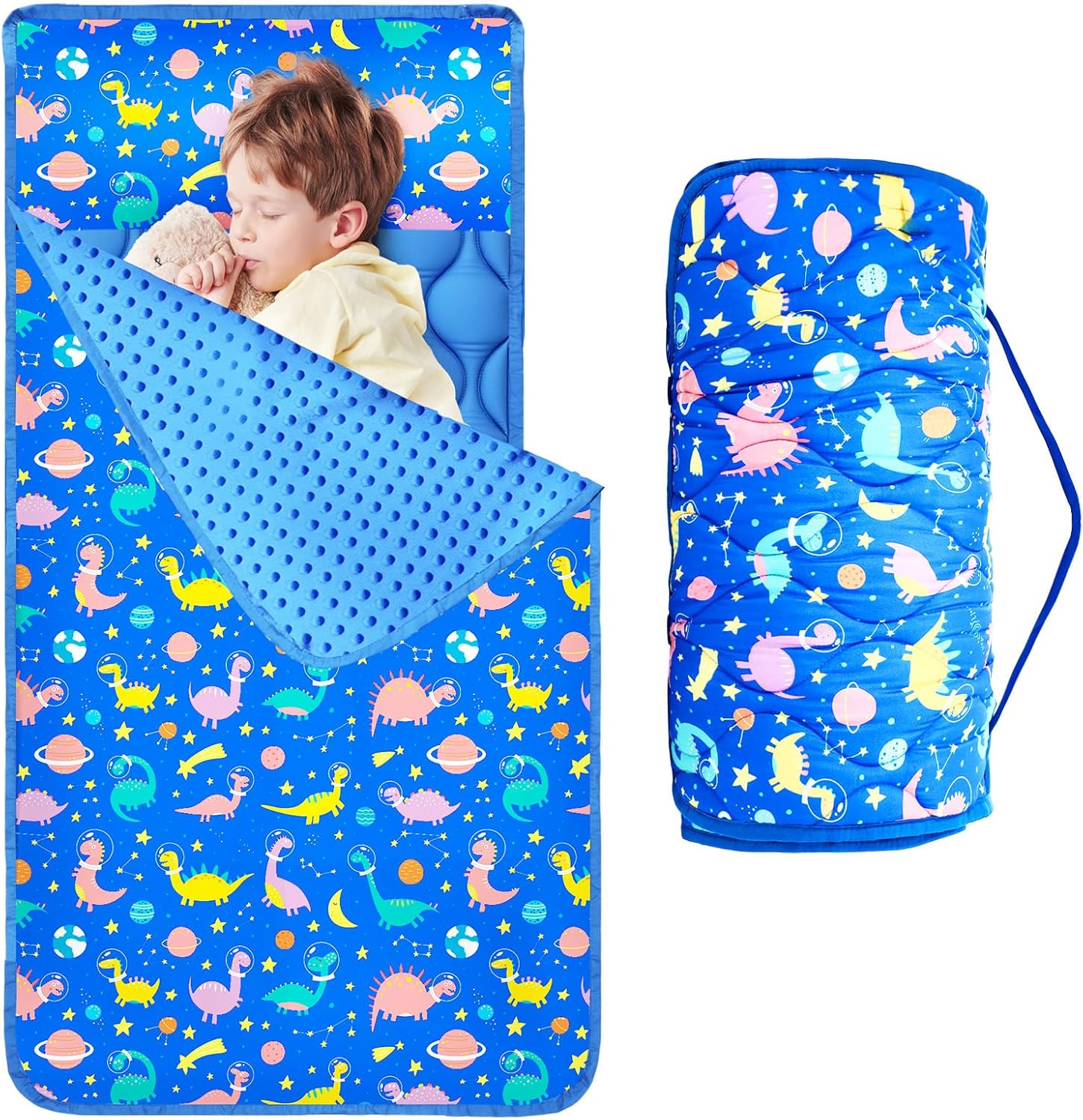 Oudain Nap Mat with Removable Pillow and Blanket for Toddlers