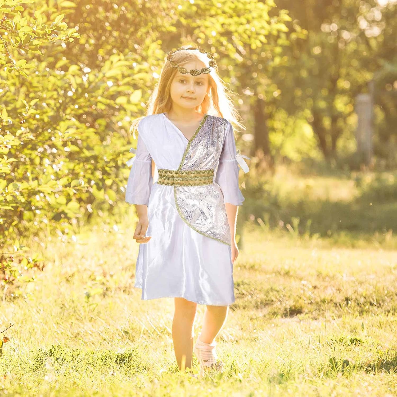 Greek Costume Set for Girls with Dress Headband and Waistband