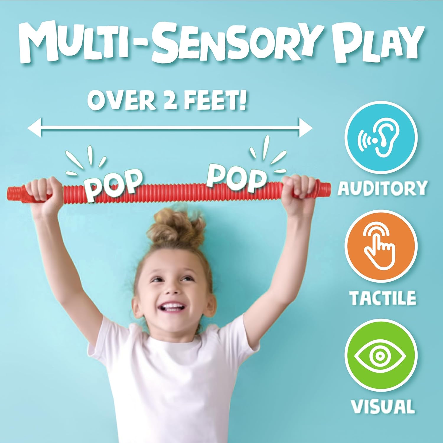 BUNMO Pop Tubes - 8 Pack Large for Ages 3