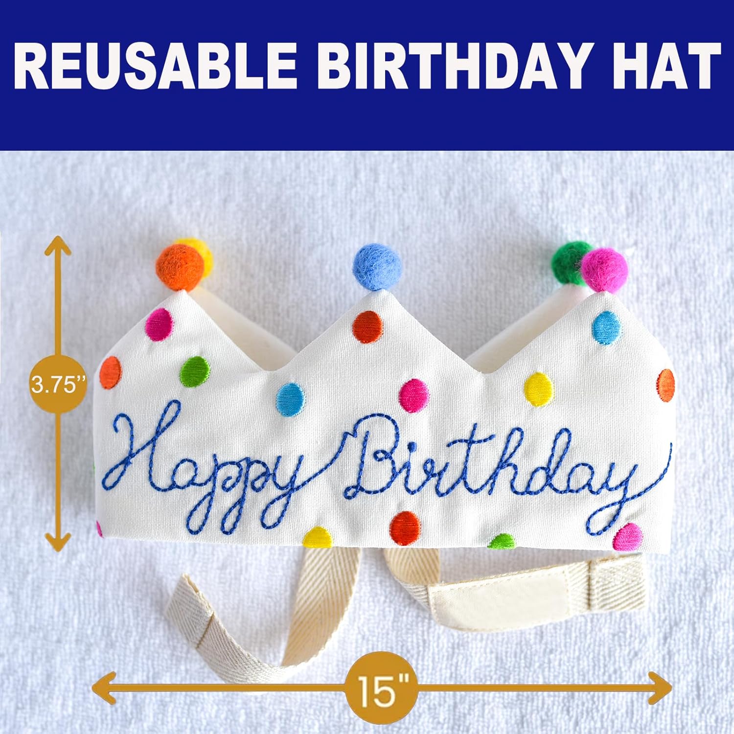 Meygajoe Hand Embroidered Birthday Crown for Kids