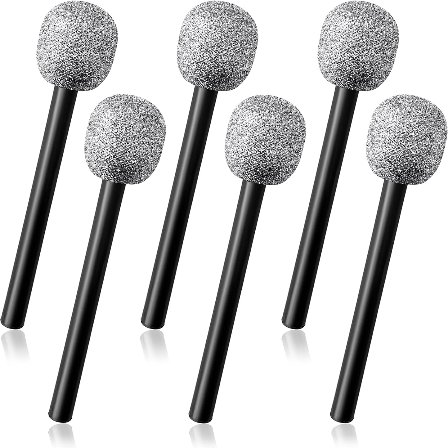 6PCS Glittered Plastic Microphone Props for Kids