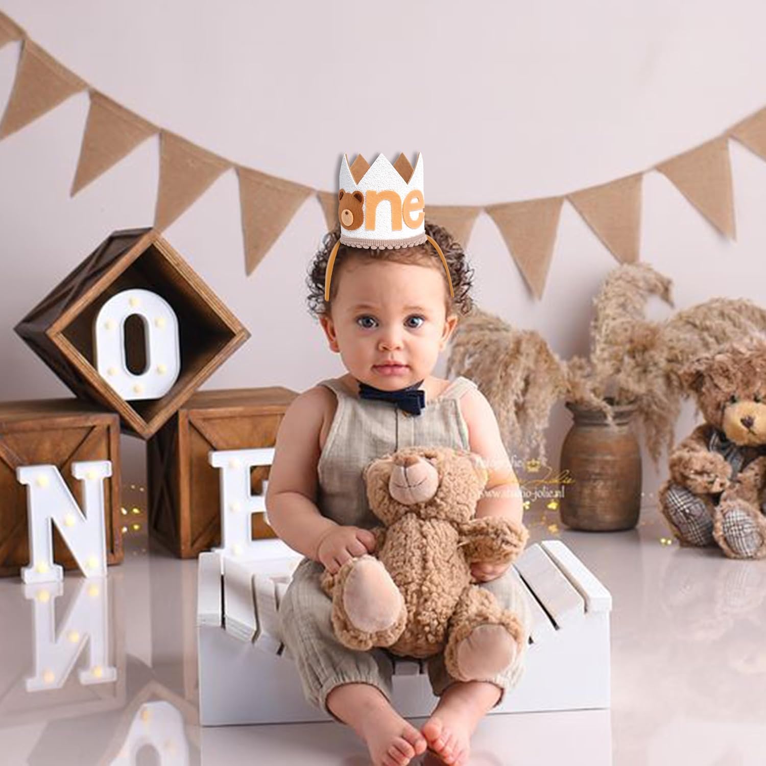 LINZYING Teddy Bear 1st Birthday Crown Hat