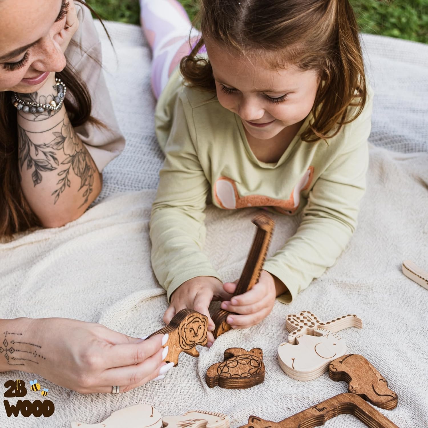 Handmade Wooden Animal Puzzle for Toddlers 3-5