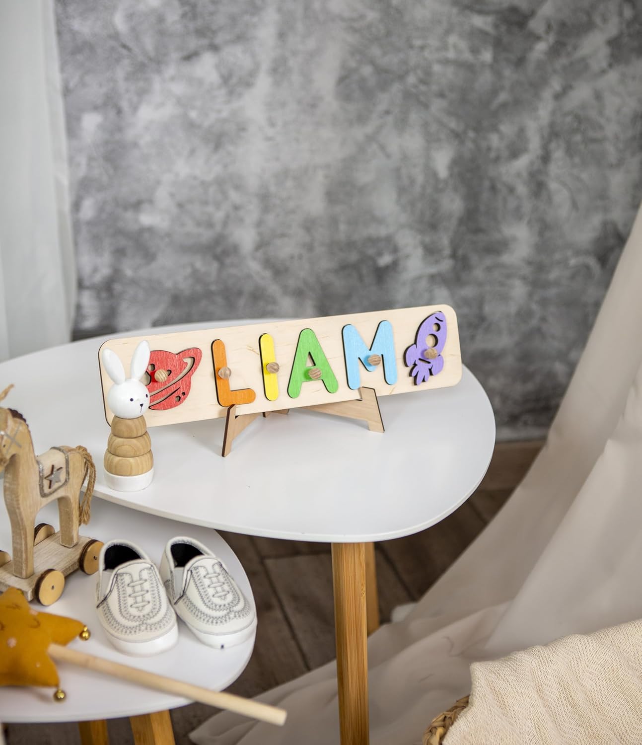 Custom Wooden Name Puzzle for Baby 1st Birthday Gift