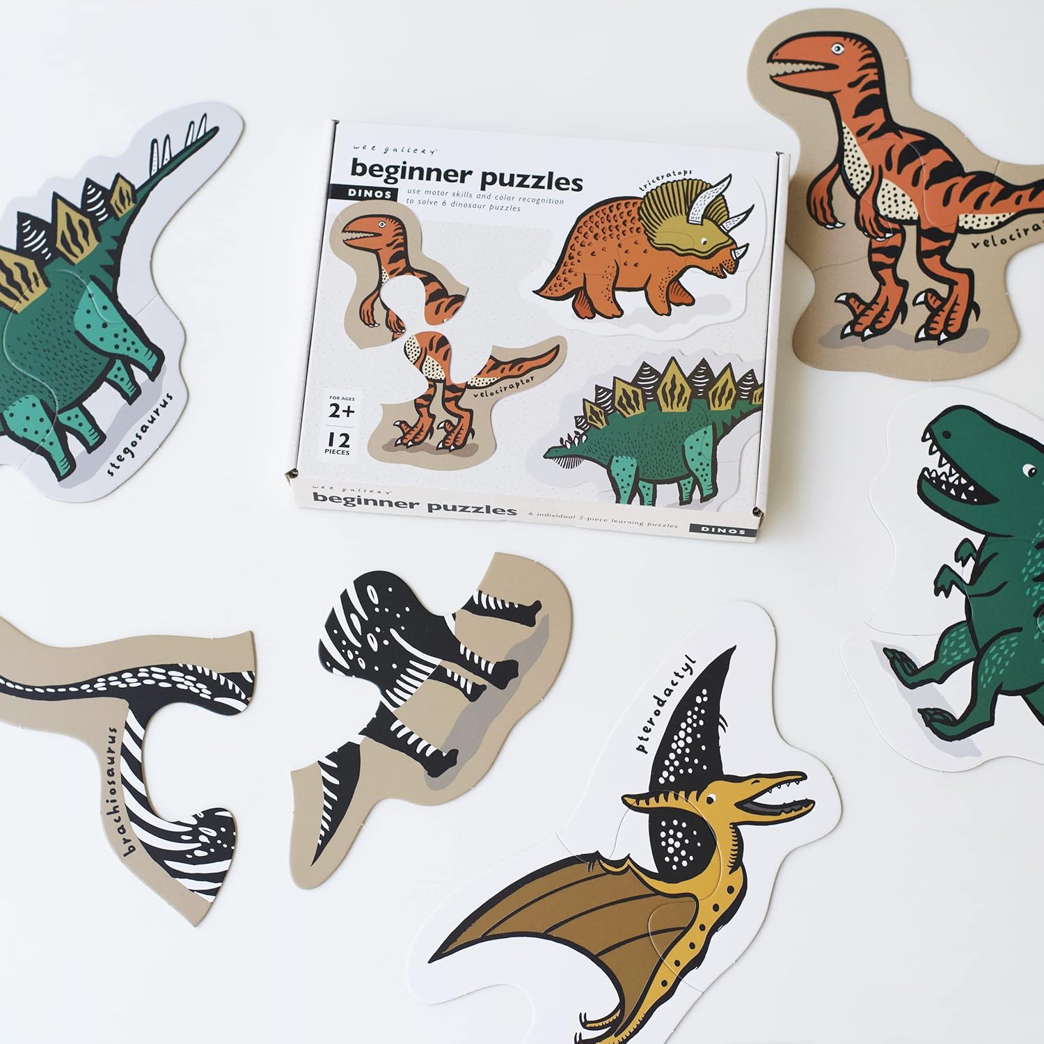 Wee Gallery Dinos Puzzle 12 Pieces 6 Puzzles