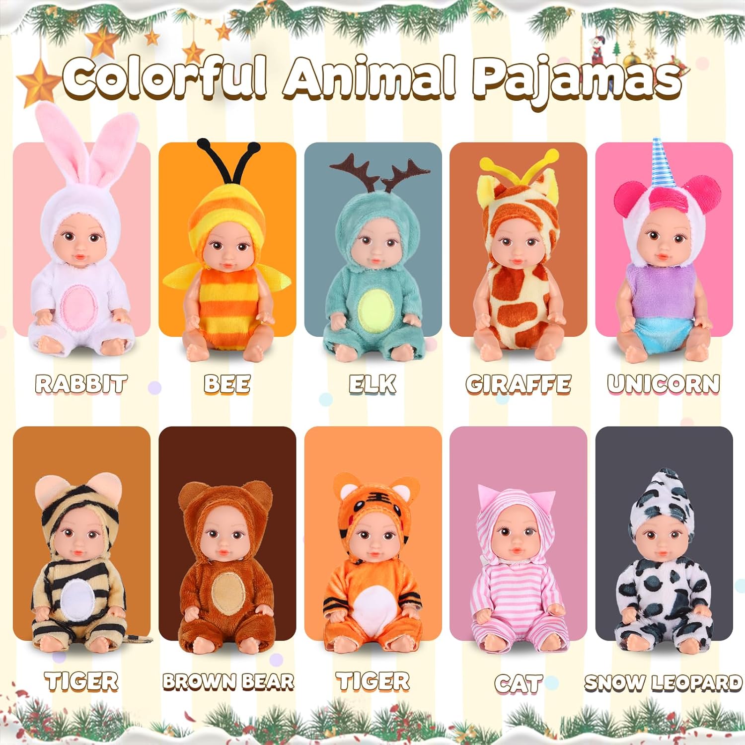 10 Pcs 4 Inch Mini Baby Dolls Playset