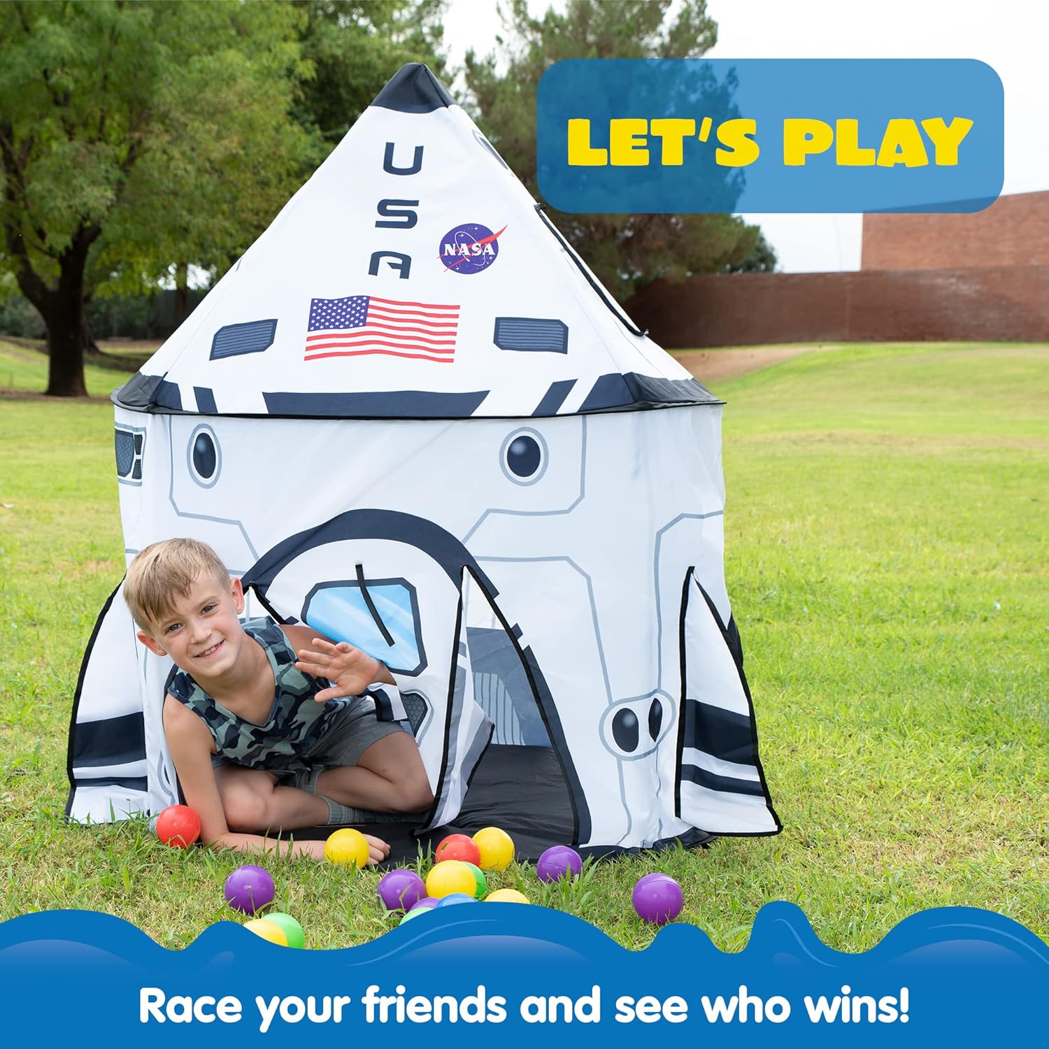 Astronaut Helmet with Blue Visor Rocket Ship Play Tent for Kids