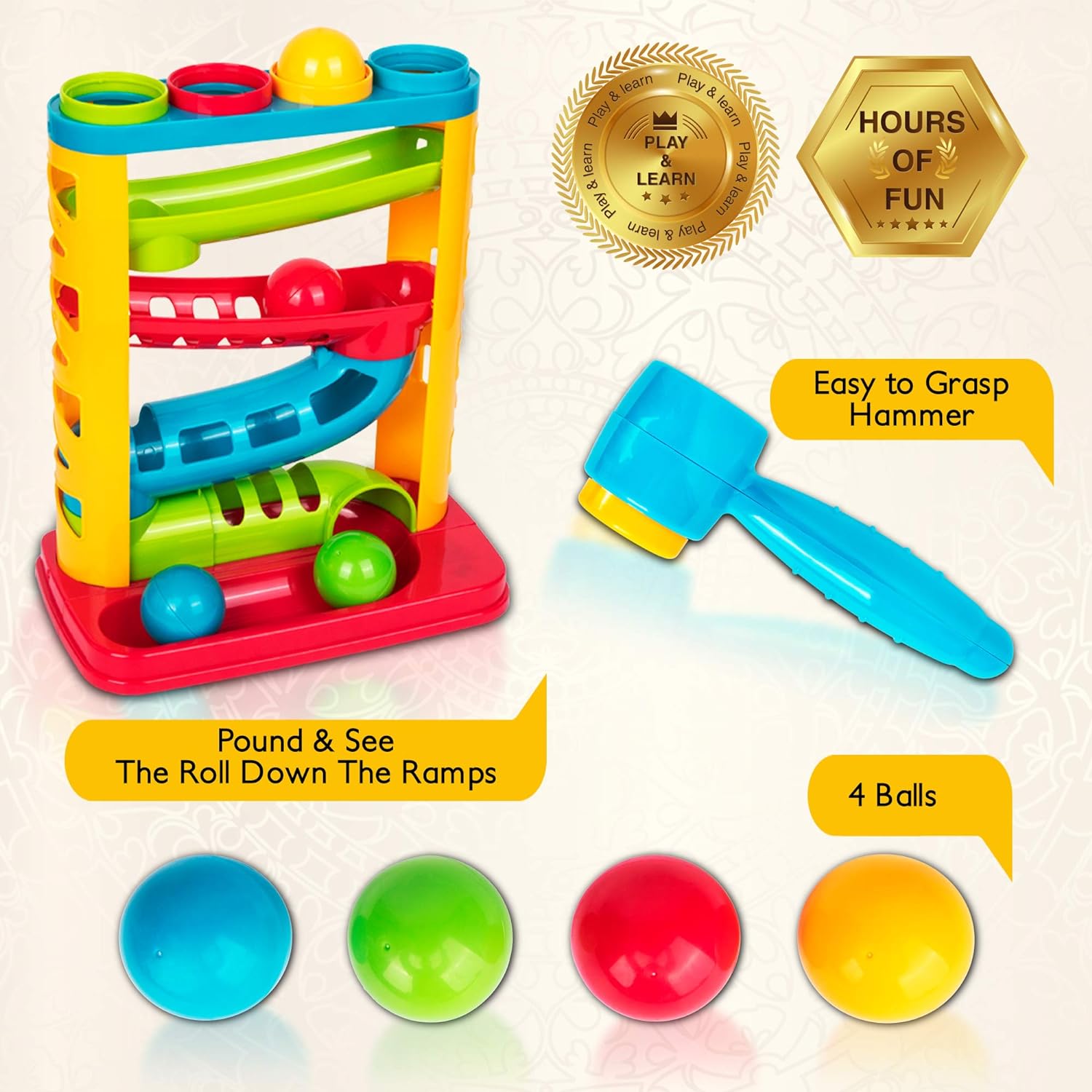 Playkidz Durable Pound a Ball Toy for Toddlers