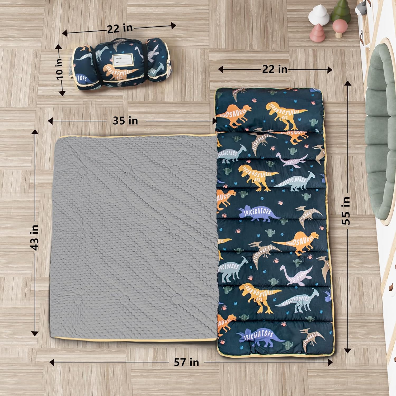 Primlect Thickened Toddler Nap Mat with Pillow and Blanket