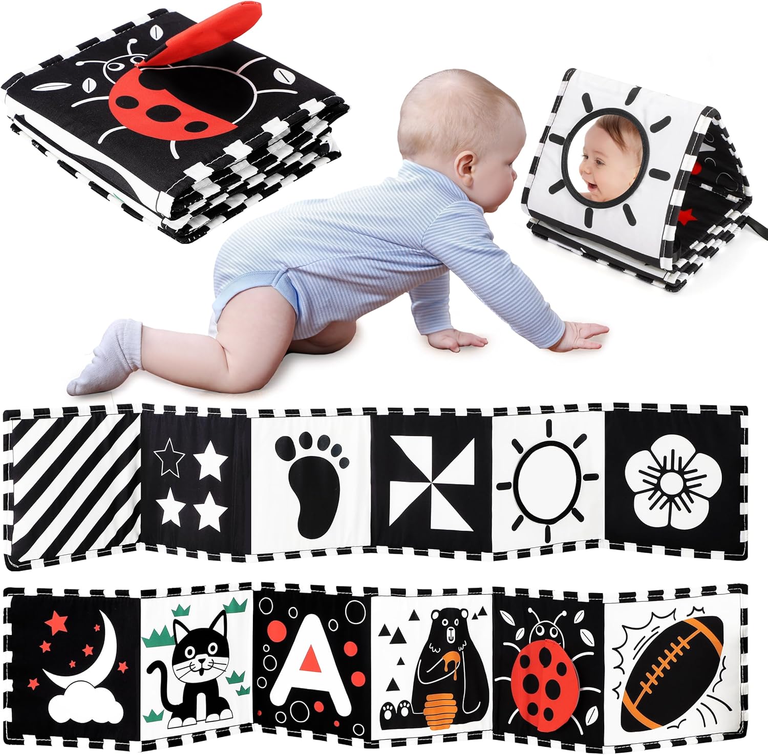 URMYWO High Contrast Baby Book with Mirror