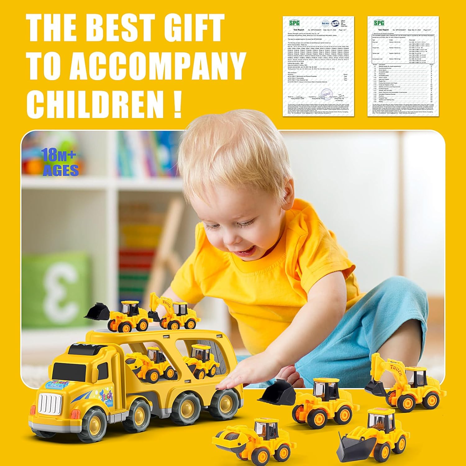 Veslier 5 in 1 Construction Truck Toy for Kids 1-6 Years